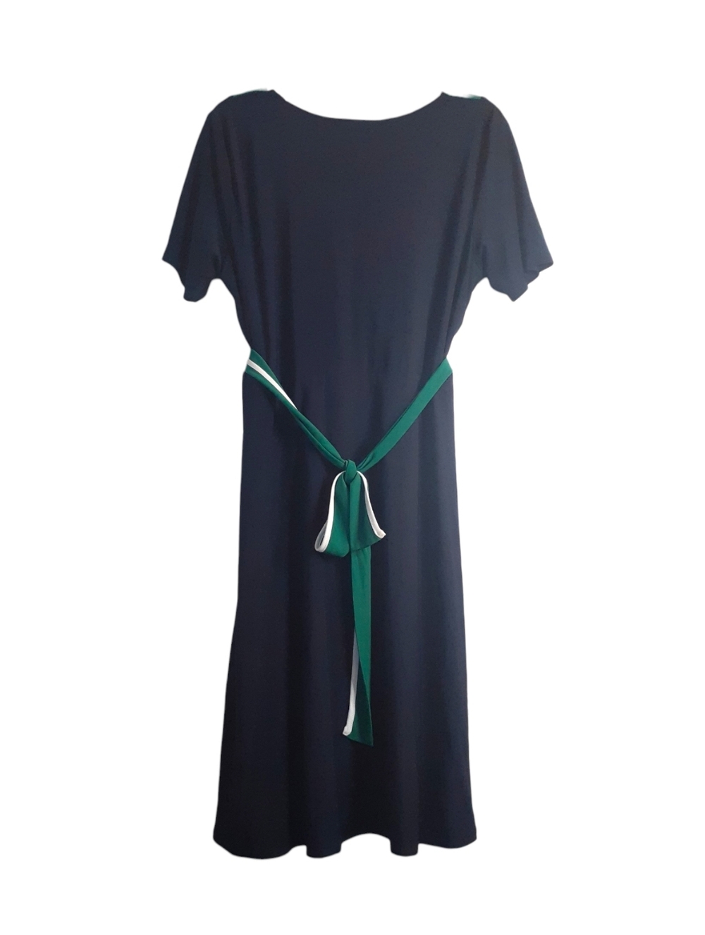 Tiana B. Navy Blue and Green Wrap-Style Dress Size PXL - Picture 2 of 5